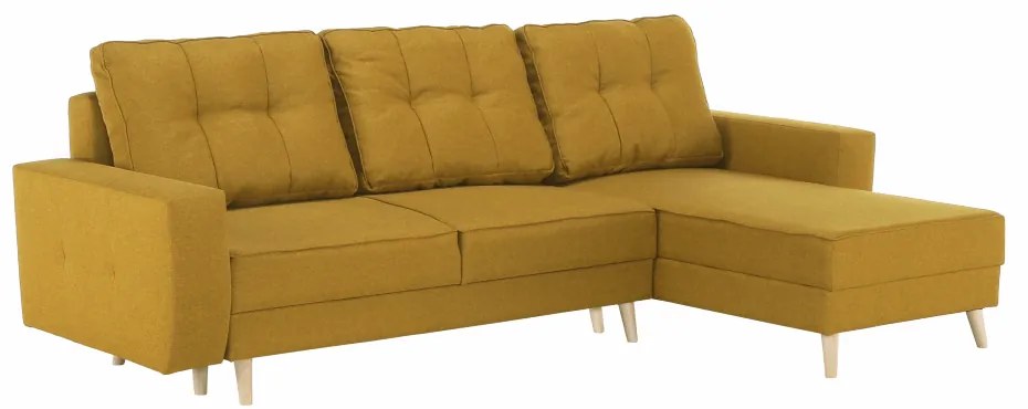 Colţar extensibil Vincentiu mustar, 230x70/85x80/143 cm