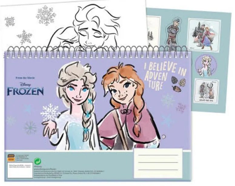 Disney Regatul de gheață Adventure Caiet de schițe A/4 spirală cu 40 de pagini și autocolante