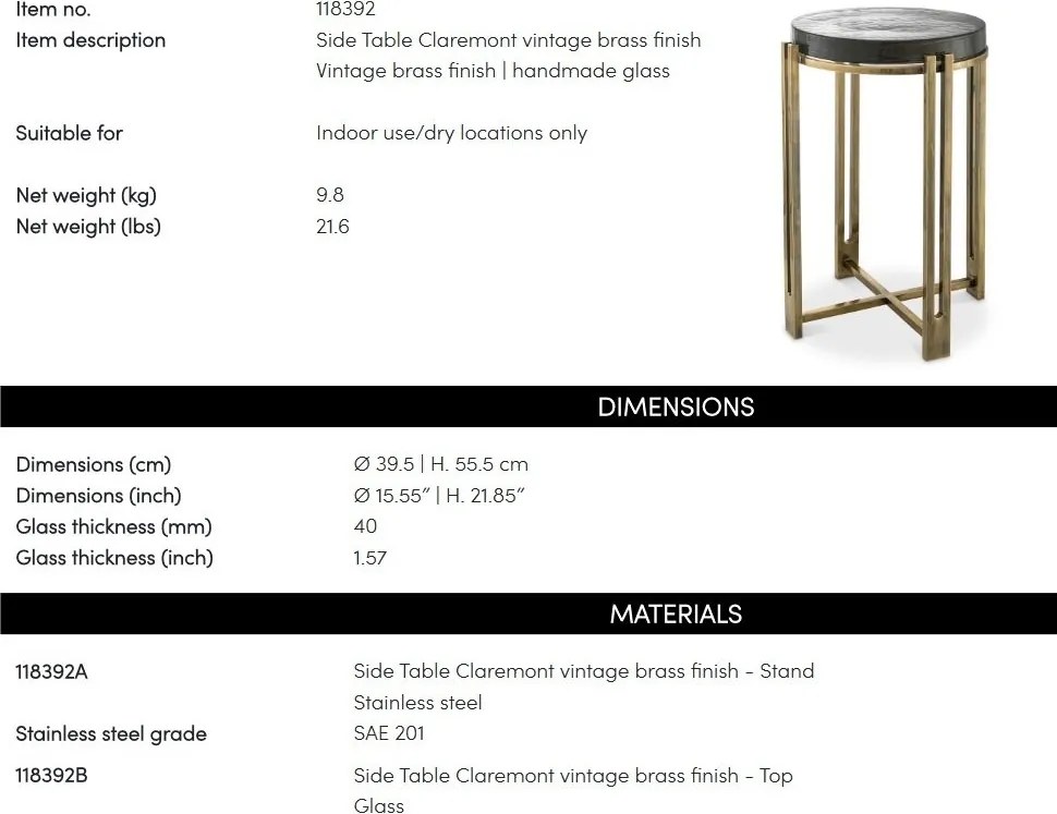 Masuta auxiliara design LUX Claremont