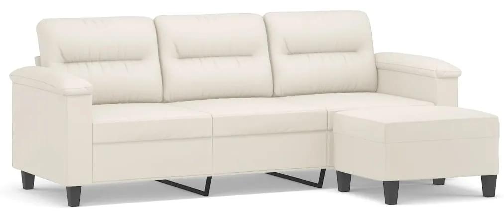 Canapea cu 3 locuri si taburet, crem, 180 cm, piele ecologica Crem, 210 x 77 x 80 cm