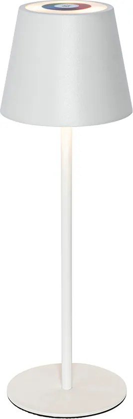 Lampă de masă albă incluzând LED reglabil și reîncărcabil RGB IP54 - Murdock