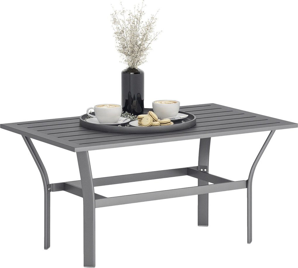 Outsunny Măsuță laterală din metal masă de balcon cu design cu lamele rezistentă la intemperii masă de cafea pentru grădină 91,5 x 55 x 45 cm Gri închis | Aosom Romania
