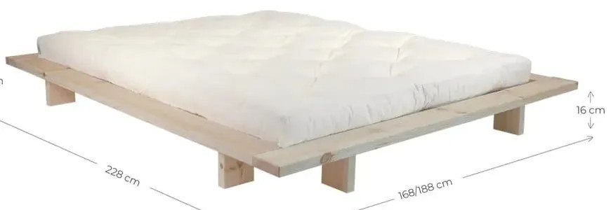 Pat matrimonial în culoare naturală din lemn de pin cu somieră 160x200 cm Japan – Karup Design