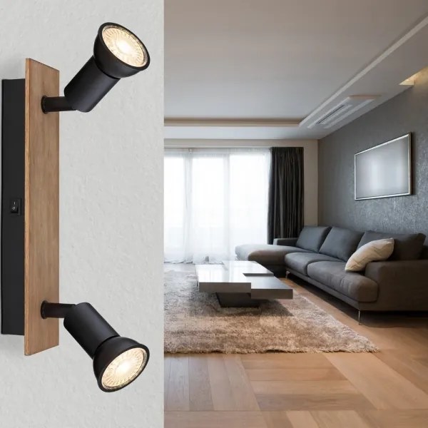 Globo 57998-2W - Spot DREW 2xGU10/35W/230V lemn/negru