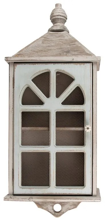 Dulap de perete, gri, din lemn, aspect vintage, Cloche