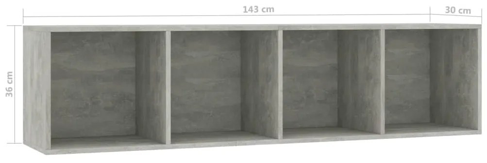 Biblioteca Comoda TV, gri beton, 143x30x36 cm 1, Gri beton