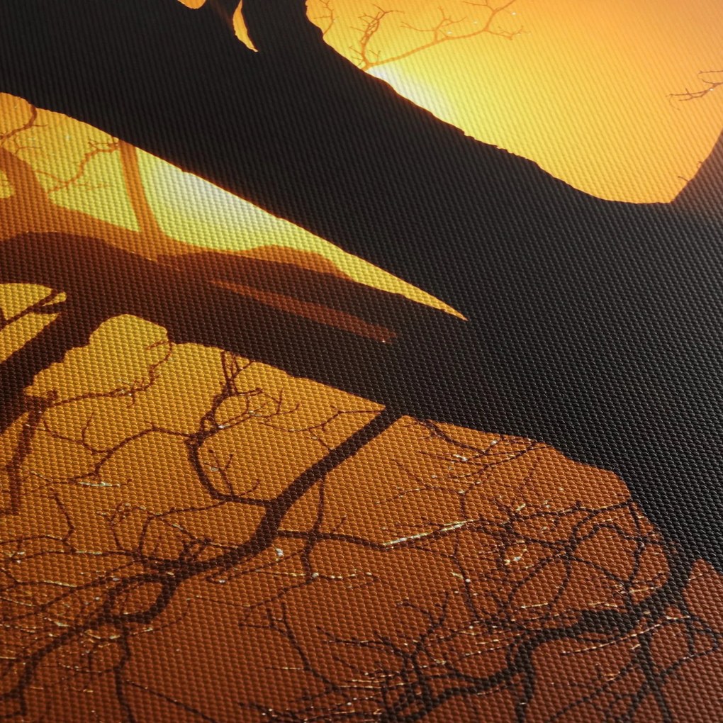 Tablou cu copac în apus de soare (120x50 cm)