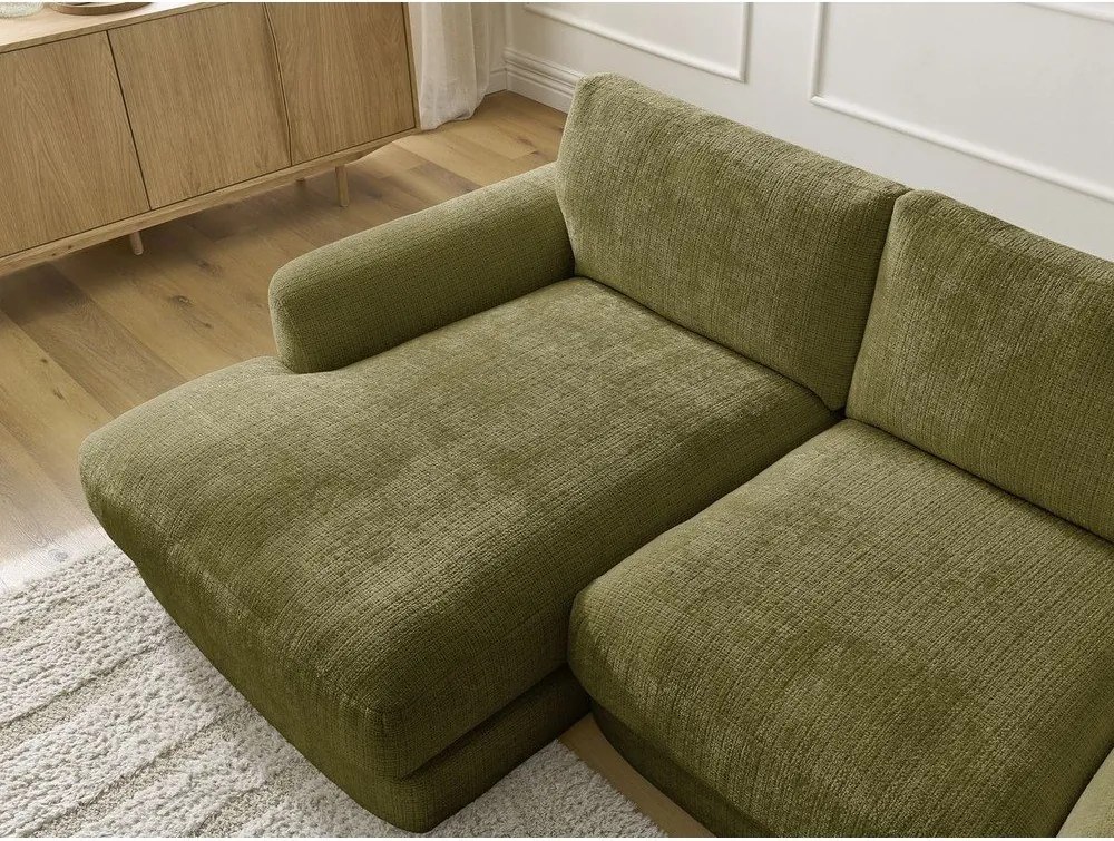 Colțar kaki cu tapițerie din chenille (cu colț pe partea stângă/cu șezlong) Leonore – Bobochic Paris