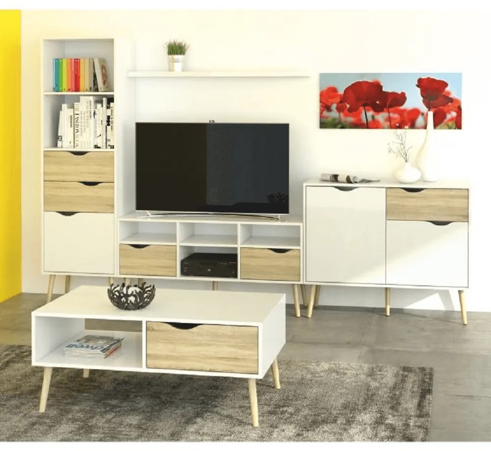 Comodă, stejar sonoma/alb, OSLO 75381
