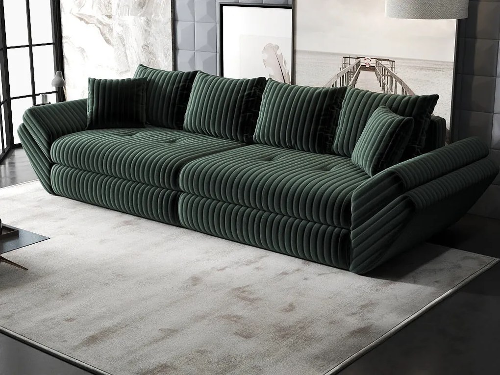 Canapea extensibilă dumonde cu ladă de depozitare si sezut confortabil din spuma high-density, Loana Ambience Verde 300x100 cm