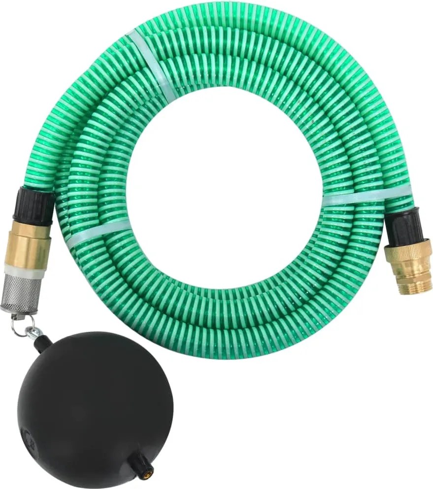 vidaXL Furtun de aspirație cu racorduri din alamă, verde 1,1" 5 m, PVC