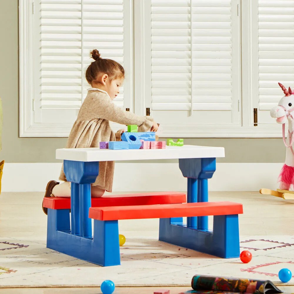 Set de șezut pentru copii cu umbrelă de soare JASMIN, 67x78,5x42,5cm, albastru/alb/roșu Spielwerk