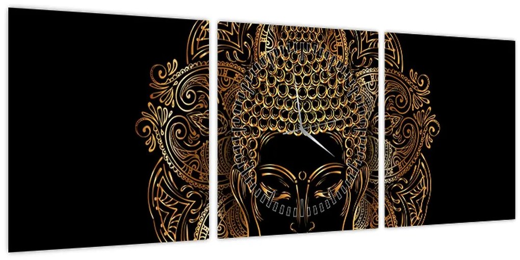 Tablou - Buddha auriu (cu ceas) (90x30 cm)