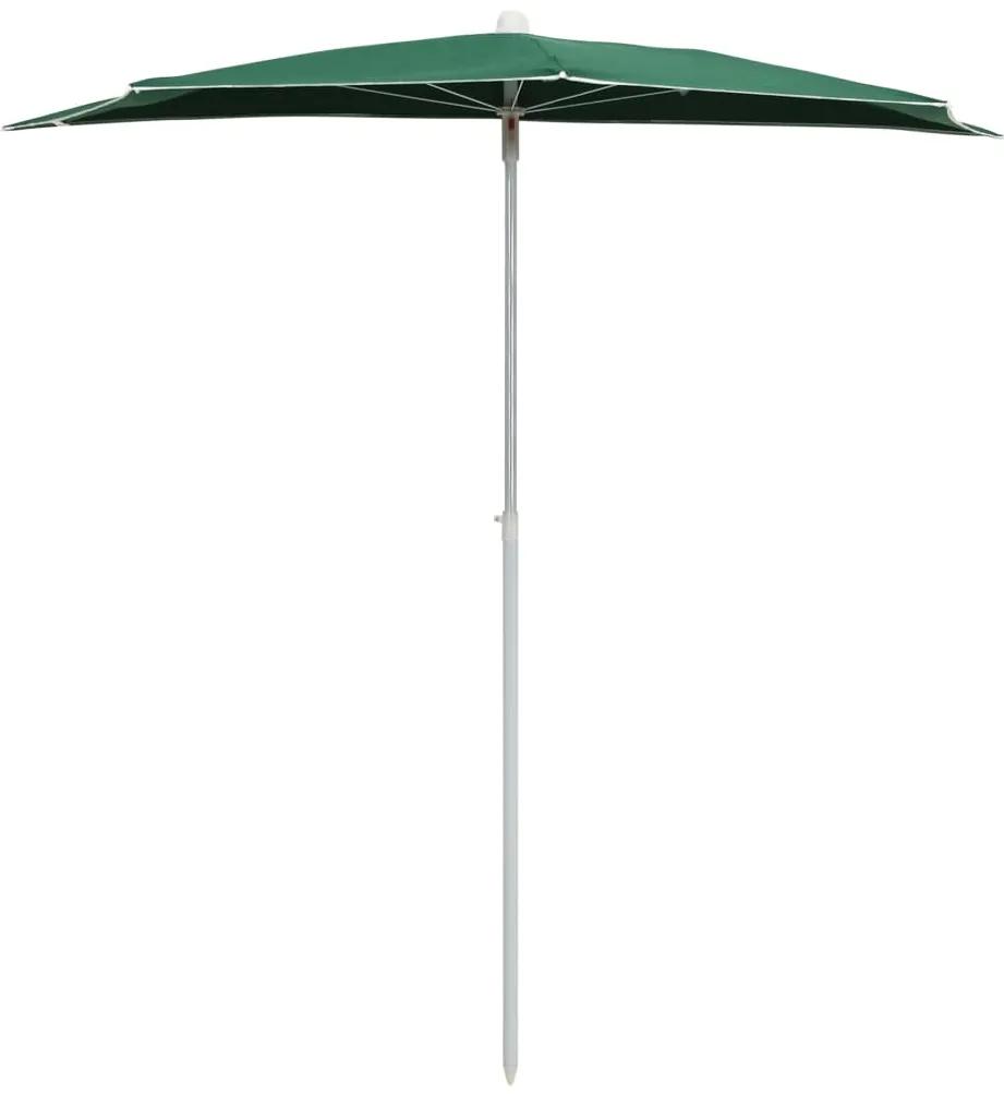 Umbrela de gradina cu stalp, verde, 180x90 cm, semirotunda Verde