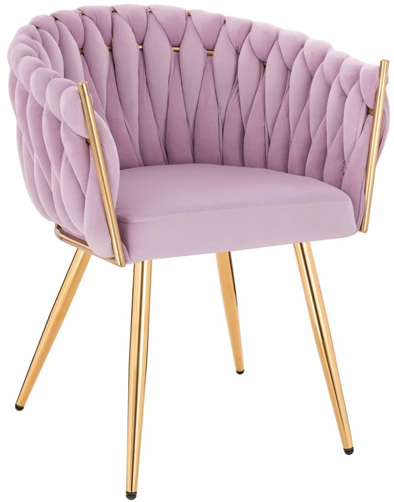 HR750 Scaun cu picioare Aurie Mov din Catifea