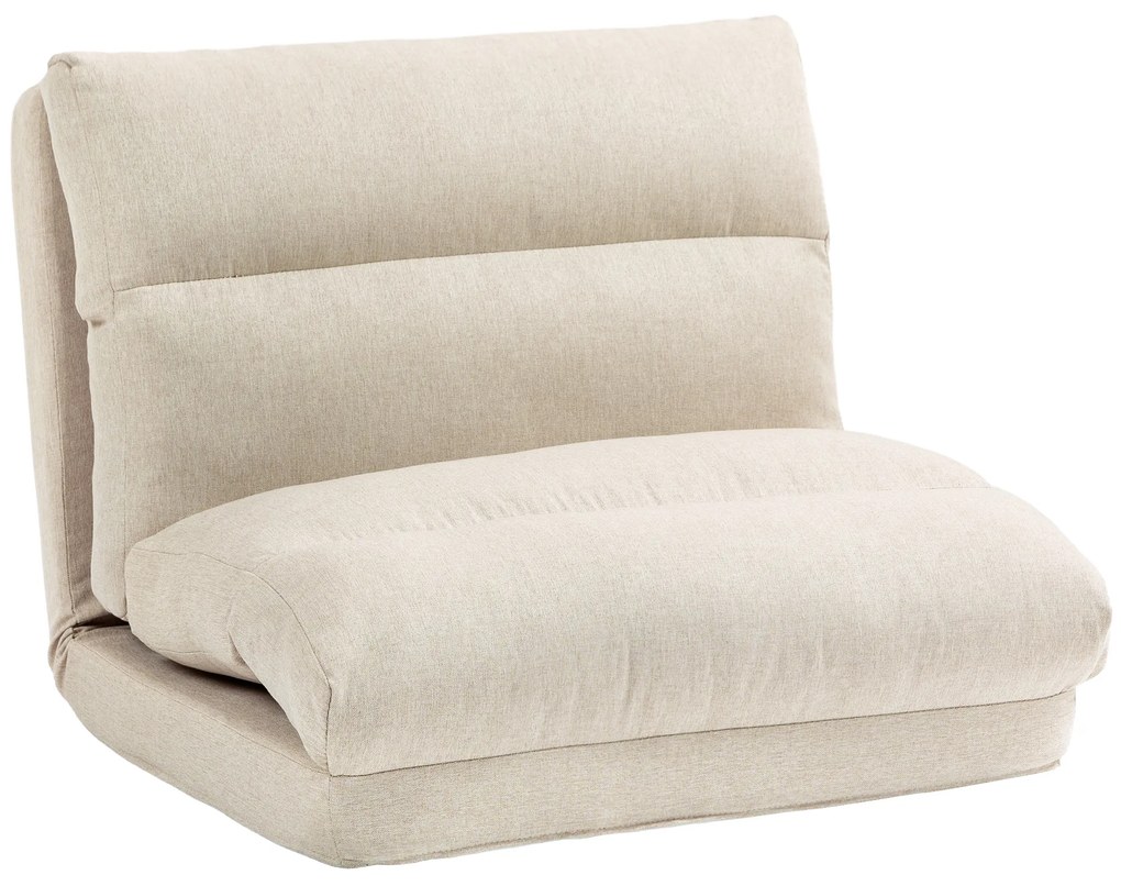 HOMCOM Fotoliu de podea canapea leneșă fotoliu convertibil în pat reglabil de la 90° la 180° în țesătură, 70 x 72 x 56 cm, bej | Aosom Romania
