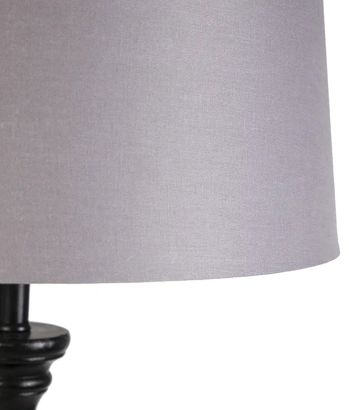 Lampă de podea neagră cu abajur din in gri 45 cm - Classico