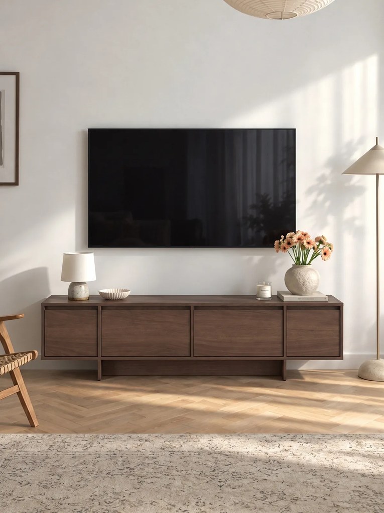 Comodă TV Zolia 180 cm cu 4 uși - nuc elegant