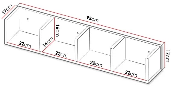 Raft de perete LOTIKO 17x95 cm alb