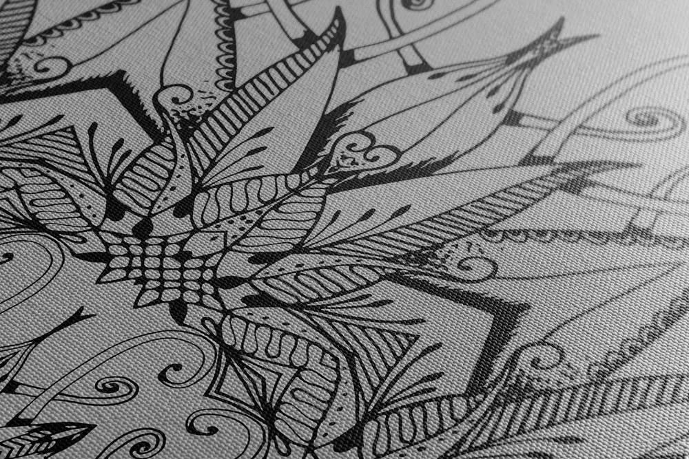 Tablou Mandala în design alb-negru