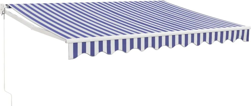 vidaXL Copertină retractabilă albastru/alb, 3,5x2,5 m, textil/aluminiu