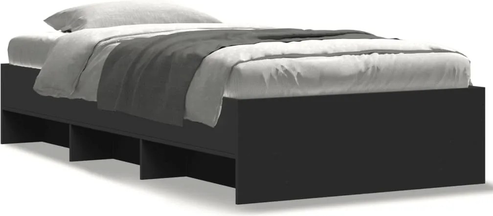 vidaXL Cadru de pat, negru, 90x190 cm, lemn prelucrat