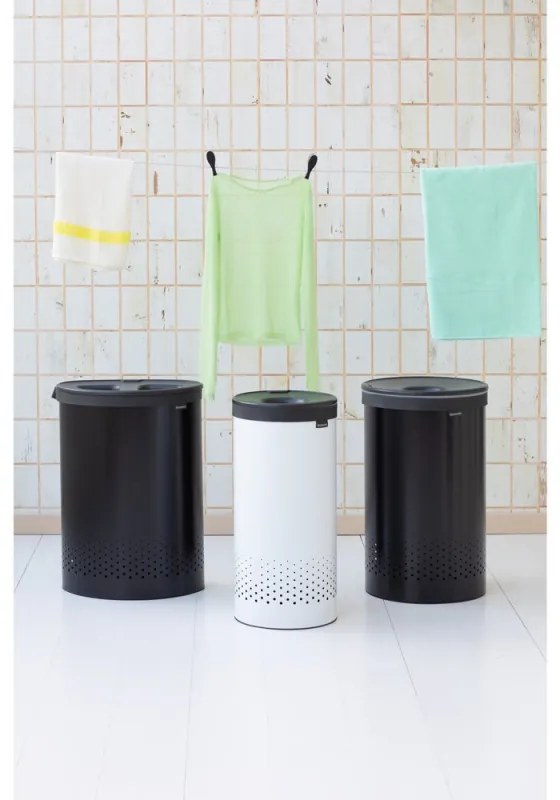 Cos de rufe Brabantia 1008918, 60 L, Capac din plastic, Umplere fara deschidere, Orificii aerisire, Negru