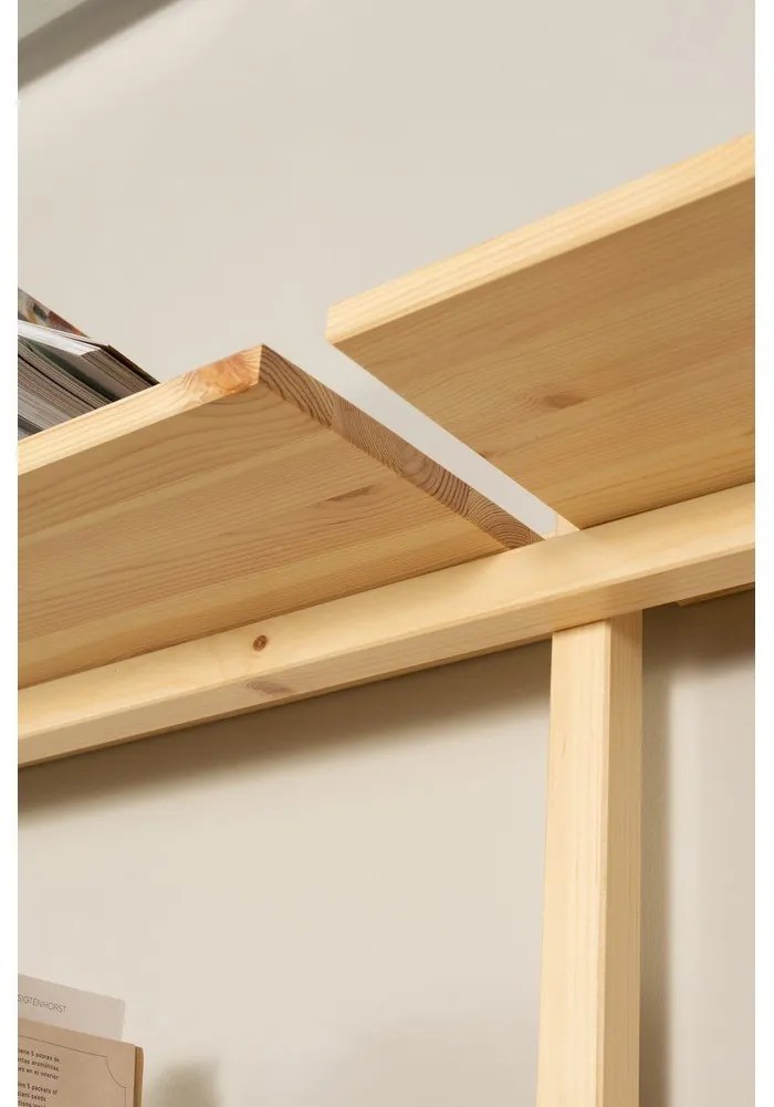 Bibliotecă de perete în culoare naturală din lemn de pin 192x47,5 cm Groove – Karup Design