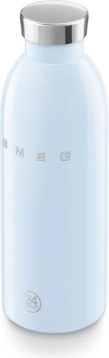 Sticla termos SMEG Clima 50's Style WBF01PB, 500 ml, Inchidere ermetica, Pereti dubli, Otel inoxidabil 18/8, Albastra