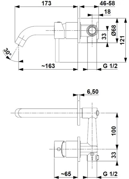 Baterie de lavoar pentru instalare ascunsă KFA Armatura 5039-810-31 MOZA auriu