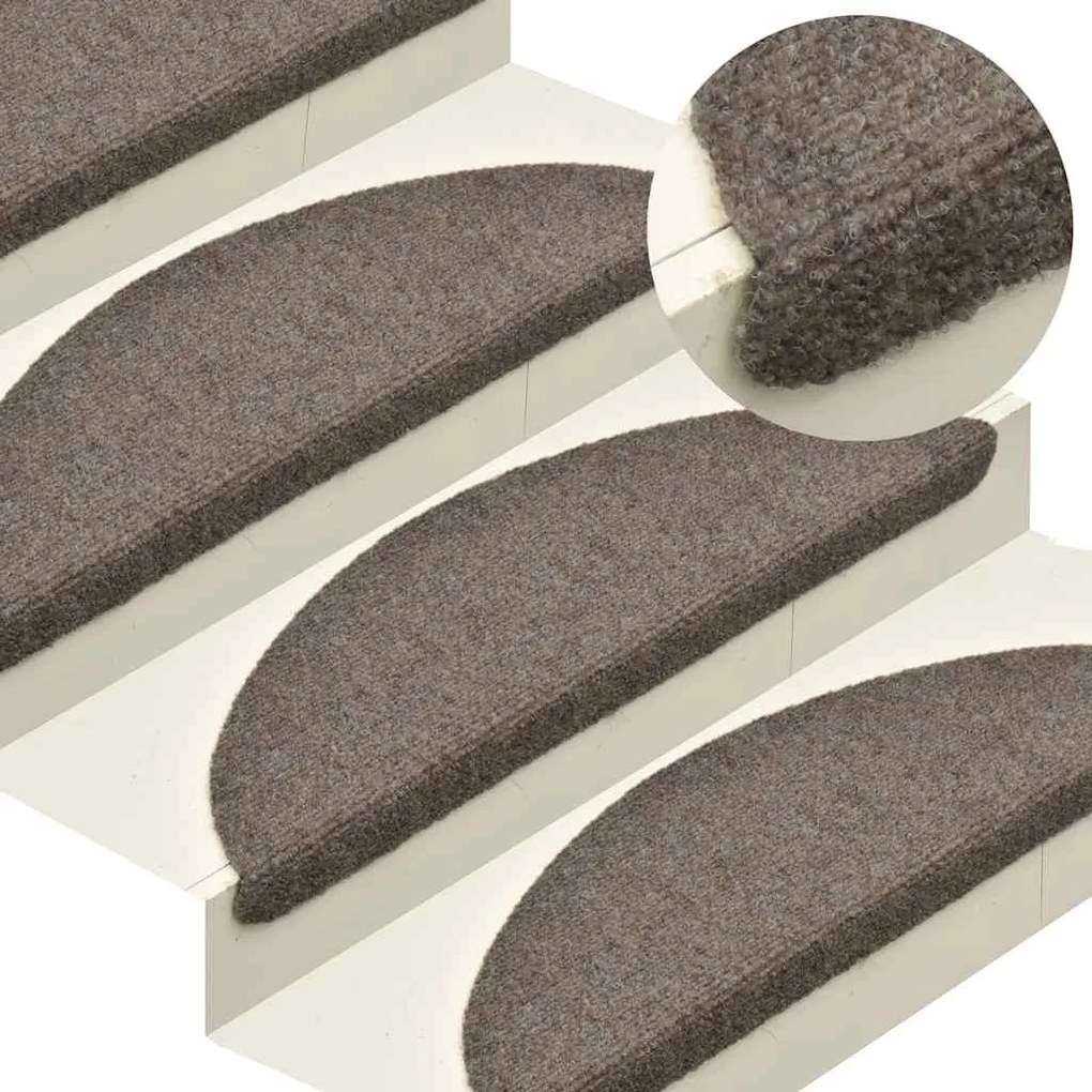 vidaXL Covorașe autoadezive pentru scări, 10 buc., 65x21x4 cm, bej, semirotunde, mari
