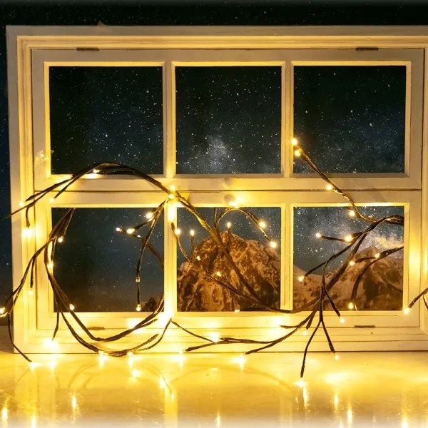 Instalație LED solară Aigostar 72xLED/4m IP65 300 mAh alb cald ramuri