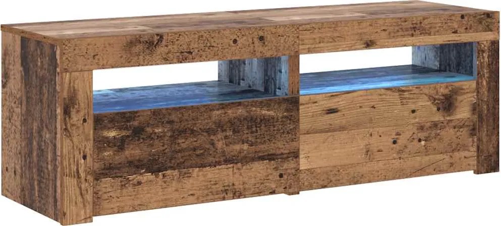 vidaXL Dulap TV cu lumini LED lemn vechi 120x35x40 cm lemn prelucrat