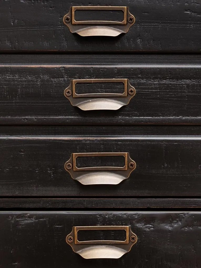 Cabinet din lemn masiv, 6 sertare, aspect rustic, Voltaire