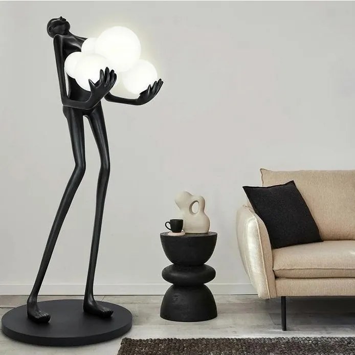 Lampa de podea decorativa cu design original Woman negru