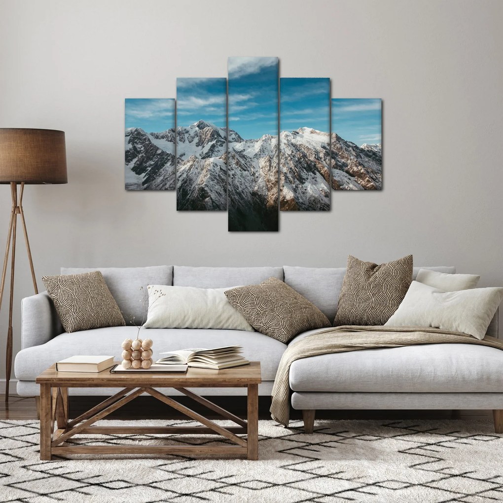 Tablou cu vârfuri înzăpeziți, Fiordland (150x105 cm)