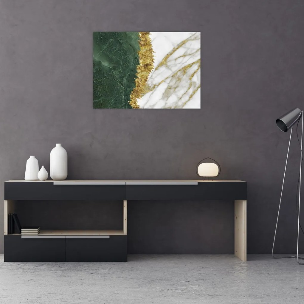 Tablou pe sticlă - Marmură verde N⁰1 (70x50 cm)