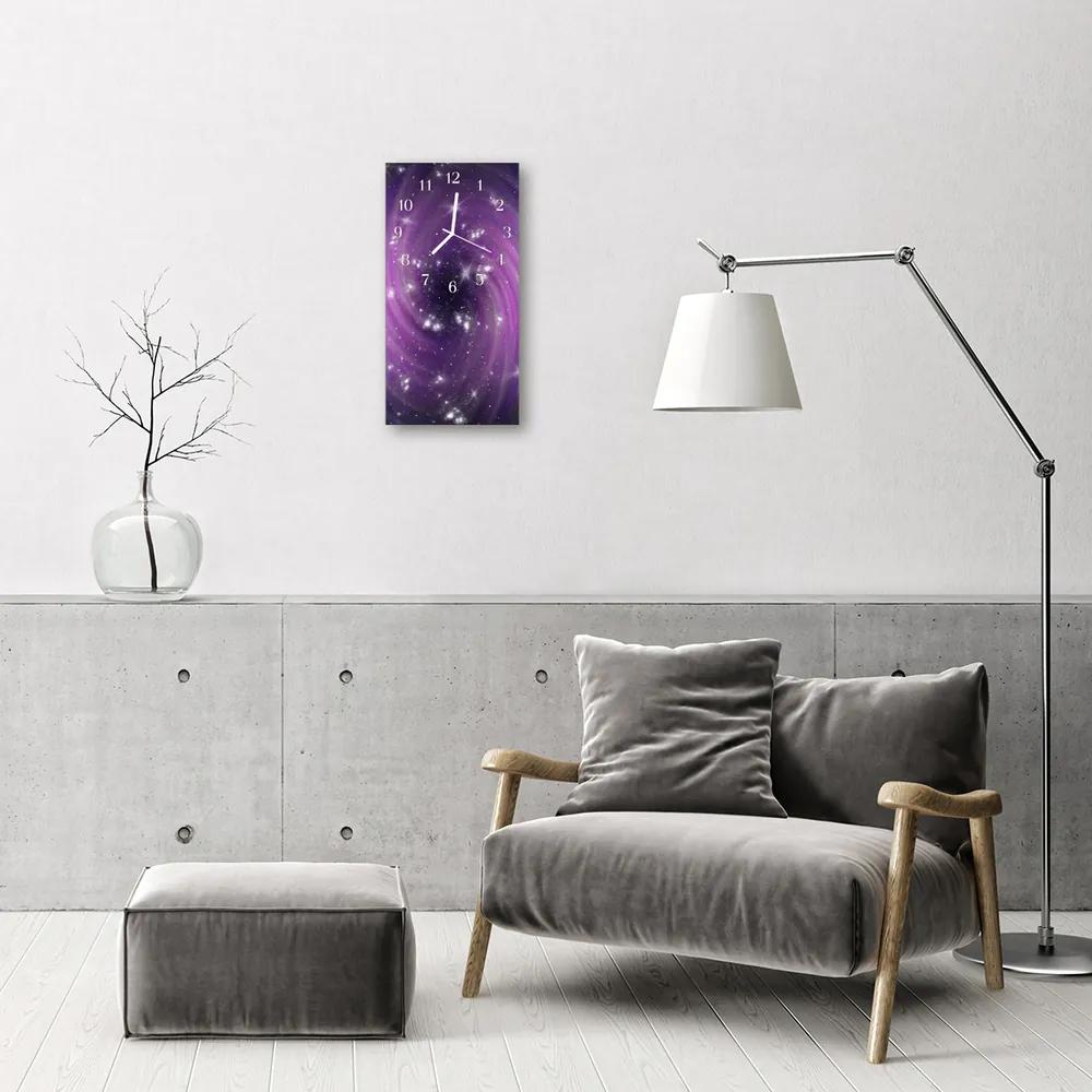 Ceas de perete din sticla vertical Universul galaxy violet