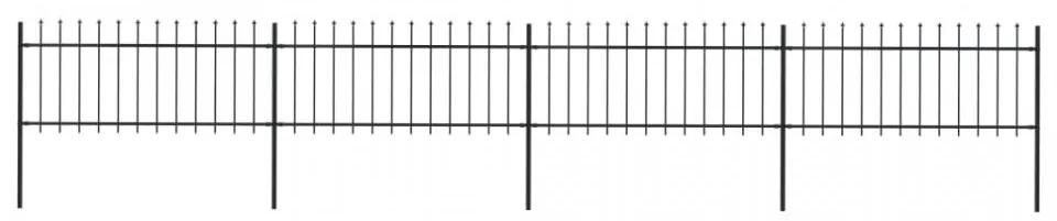Gard de grădină cu vârf suliță, negru, 6,8 m, oțel