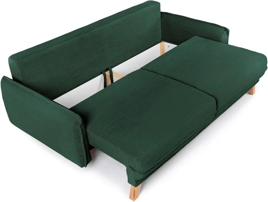 Canapea verde-închis extensibilă/cu spațiu de depozitare cu tapițerie din catifea reiată 218 cm Tori – Bonami Selection