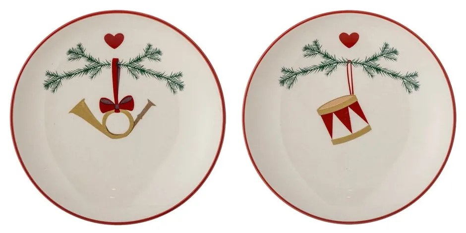 Farfurii crem 2 buc. pentru desert din gresie ø 16 cm cu model de Crăciun Yule – Bloomingville