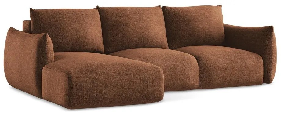 Colțar teracotă extensibil (cu colț pe partea stângă/cu șezlong) Leila – Makamii