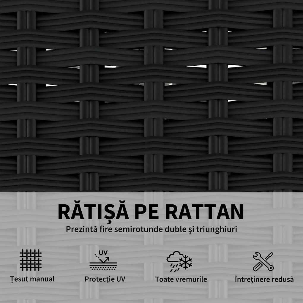 Outsunny Set Modular de Grădină din Rattan cu Perne, Canapea de Colț Gri, 5 Piese | Aosom Romania