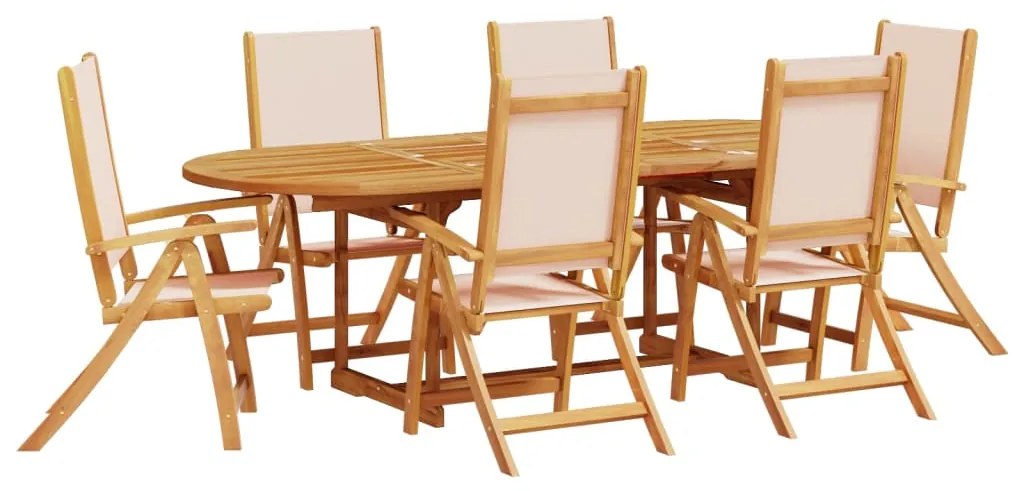 3279276 vidaXL Set mobilier de grădină, 7 piese, lemn masiv acacia/textilenă