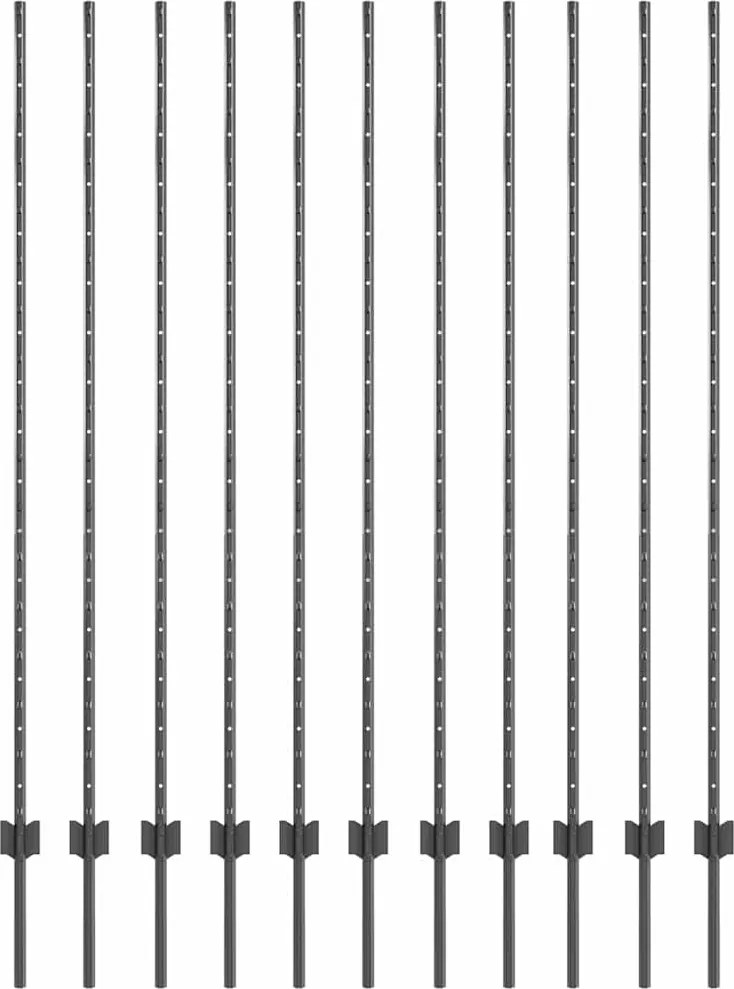 vidaXL Stâlp de gard. 11 pcs Gri 160 cm Oțel