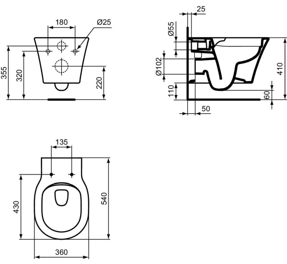 Vas wc suspendat rimless plus Ideal Standard Connect Air alb lucios Alb lucios