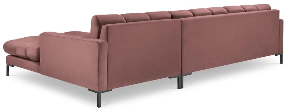 Colțar din catifea cu extensie pe partea dreaptă Cosmopolitan Design Bali, roz