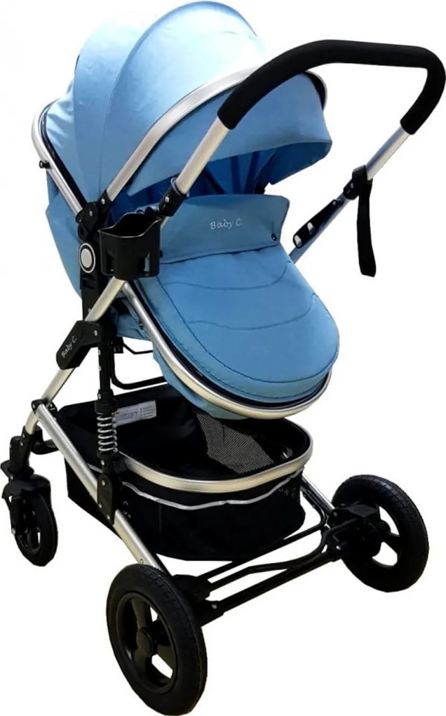 Carucior nou nascuti 3 in 1 Baby Care™ PRO 531 , Cadru Aluminiu, Amortizoare, Roti din cauciuc plin AVE, Landou, Scoica auto, Spatar reglabil 3