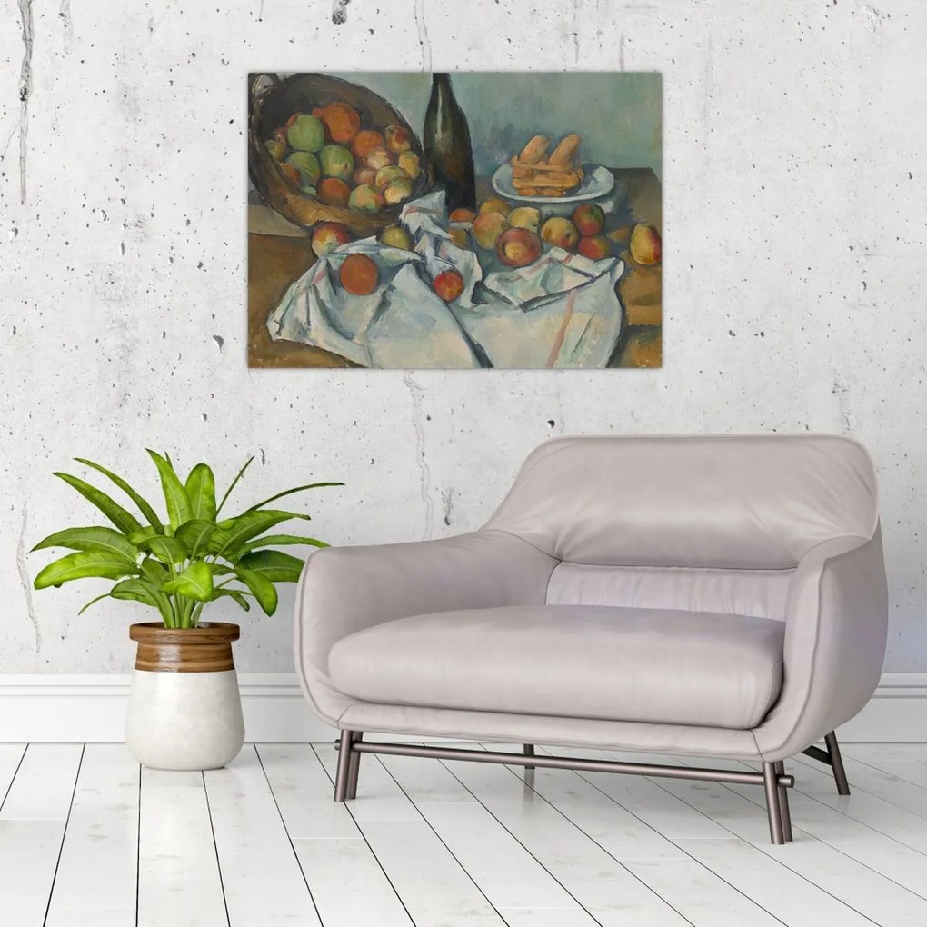 Tablou pe sticlă - Paul Cezanne, The Basket of Apples, reproducere (70x50 cm)