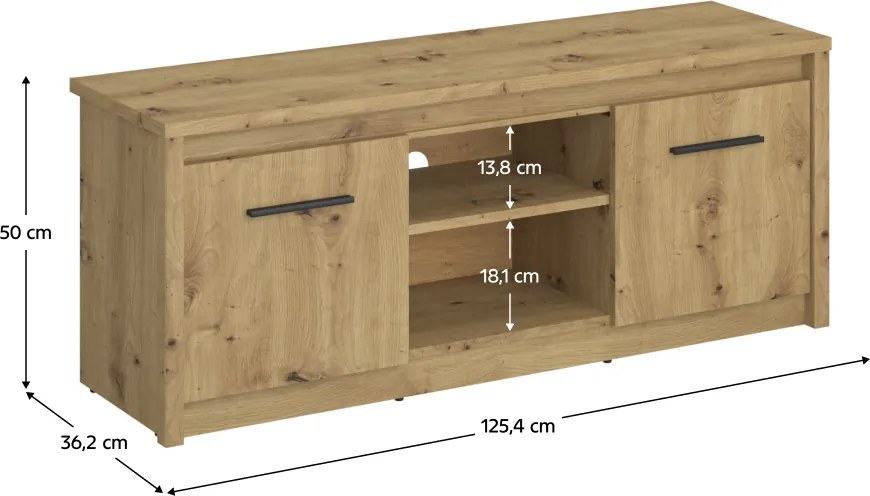Masă TV 2D/125, stejar Artisan, AIRON